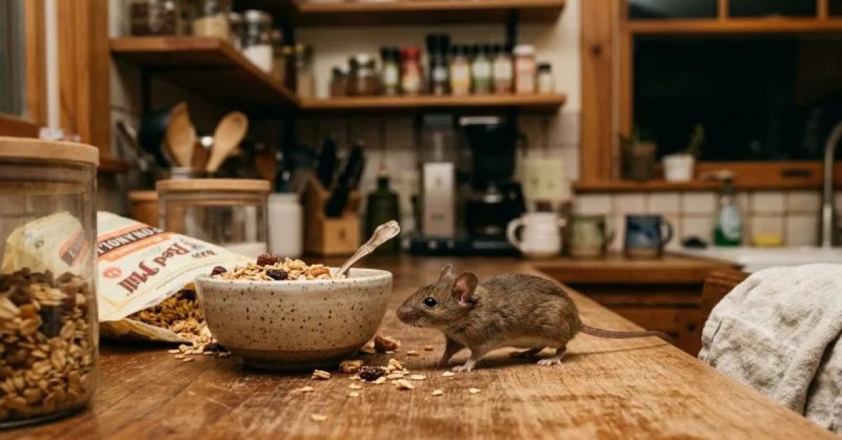 Rodent control inspection near a home storage area